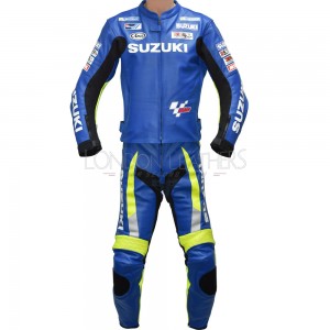 SUZUKI ECSTAR Blue MotoGP Race Replica Leather Motorcycle Suit